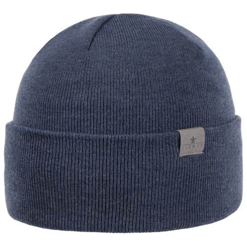 LIERYS Fine Merino Strickmütze Damen/Herren mit Umschlag - Wintermütze aus Merinowolle - Made in Germany - gestrickte Mütze als Oversize Beanie tragbar - One Size 54-61 cm - Winter Denim One Size von LIERYS
