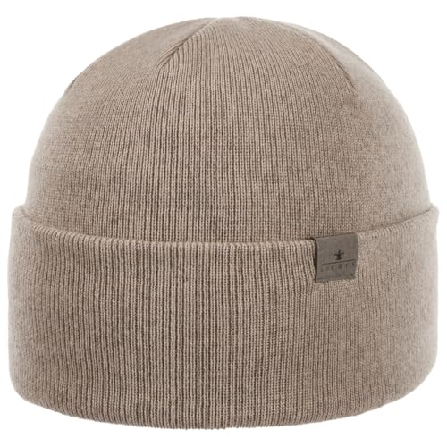 LIERYS Fine Merino Strickmütze Damen/Herren mit Umschlag - Wintermütze aus Merinowolle - Made in Germany - gestrickte Mütze als Oversize Beanie tragbar - One Size 54-61 cm - Winter beige One Size von LIERYS