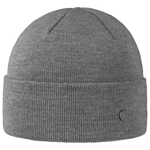 LIERYS Fine Merino Strickmütze Damen/Herren mit Umschlag - Wintermütze aus Merinowolle - Made in Germany - gestrickte Mütze als Oversize Beanie tragbar - One Size 54-61 cm - Winter grau One Size von LIERYS