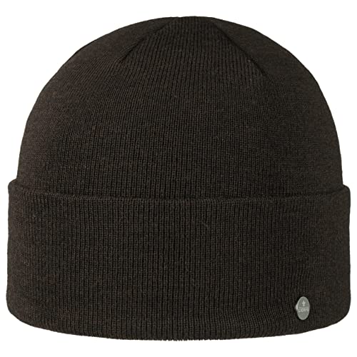 LIERYS Fine Merino Strickmütze für Damen Herren Feinstrickmütze Beanie mit Umschlag Herbst Winter (One Size - Dunkelbraun) von LIERYS