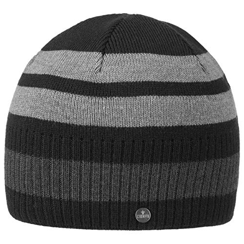 LIERYS Fine Merino Stripes Beanie - Gestreifte Strickmütze - Wintermütze aus Merinowolle - Unisex Mütze - Herbst/Winter - Made in Germany schwarz One Size von LIERYS