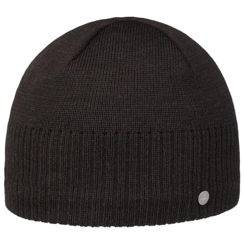 LIERYS Fine Rip Merino Beaniemütze Herren - Mütze Made in Germany - Beanie aus Merinowolle - Wintermütze mit Fleecefutter - Strickmütze Herbst/Winter - Wollmütze Dunkelbraun One Size von LIERYS