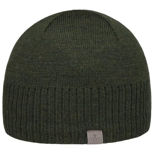 LIERYS Fine Rip Merino Beaniemütze Herren - Mütze Made in Germany - Beanie aus Merinowolle - Wintermütze mit Fleecefutter - Strickmütze Herbst/Winter - Wollmütze Oliv One Size von LIERYS