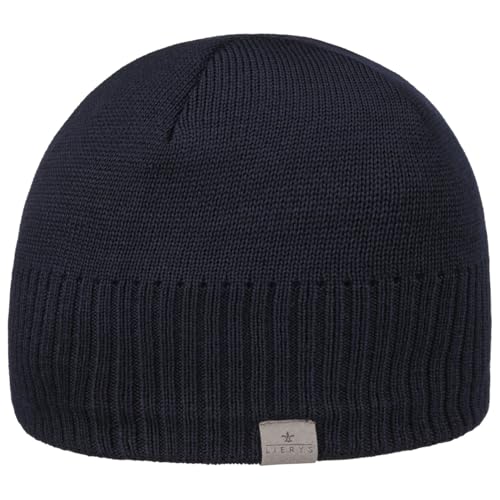 LIERYS Fine Rip Merino Beaniemütze Herren - Mütze Made in Germany - Beanie aus Merinowolle - Wintermütze mit Fleecefutter - Strickmütze Herbst/Winter - Wollmütze blau One Size von LIERYS
