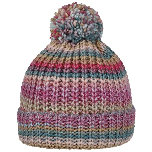 LIERYS Finja Bommelmütze Strickmütze Damen Made in Germany Pudel-wintermütze Schurwolle Beanie Herbst/Winter rosa-blau One Size von LIERYS