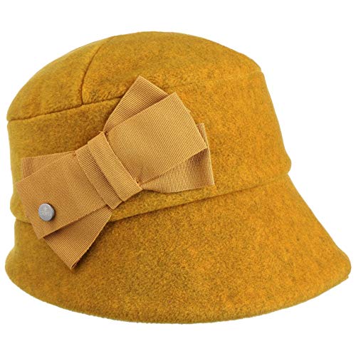 LIERYS Fleece Damenglocke Elegante Form Hut mit Schleife Warm gemütlich Damen Herbst Winter senf One Size von LIERYS