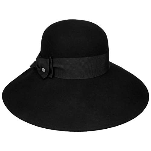 LIERYS Florence Damenhut Made in Italy Wollfilz Ripsband mit Schleife Damen Herbst/Winter schwarz One Size von LIERYS
