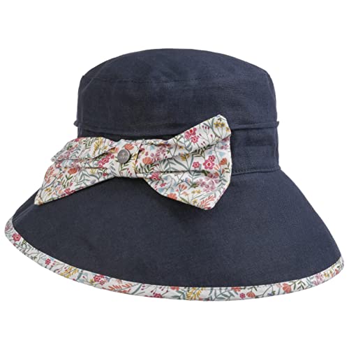 LIERYS Flower Loop Leinenhut - Dunkelblauer Hut - Made in Italy - Schlapphut - Sonnenhut mit Blumenmuster - Damen - Frühjahr/Sommer dunkelblau One Size von LIERYS