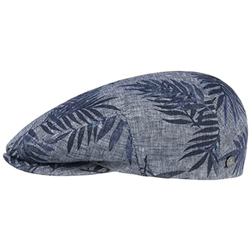 LIERYS Flower Print Driver Flatcap Schirmmütze Herren - Made in The EU Schiebermütze mit Schirm, Futter Frühling-Sommer - S (54-55 cm) blau-meliert von LIERYS