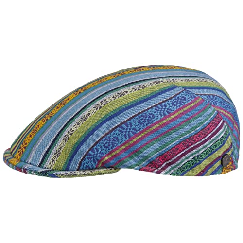 LIERYS Fresh Stripes Flatcap - Schiebermütze für Herren - Frühjahr/Sommer - Kopfbedeckung mit Stretchband - Atmungsaktiv - Made in Italy blau M (56-57 cm) von LIERYS