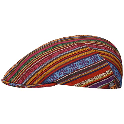 LIERYS Fresh Stripes Flatcap - Schiebermütze für Herren - Frühjahr/Sommer - Kopfbedeckung mit Stretchband - Atmungsaktiv - Made in Italy rot S (54-55 cm) von LIERYS