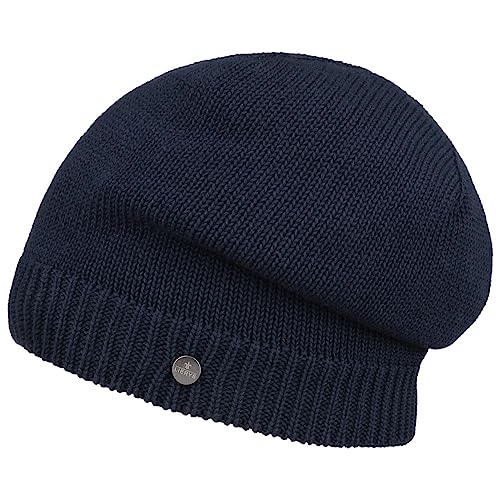 LIERYS GOTS Baumwollmütze - Beanie-Form - Nachhaltige Strickmütze - Damen & Herren - Made in Germany - Herbst/Winter dunkelblau One Size von LIERYS