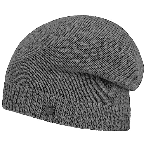 LIERYS GOTS Baumwollmütze - Beanie-Form - Nachhaltige Strickmütze - Damen & Herren - Made in Germany - Herbst/Winter grau One Size von LIERYS