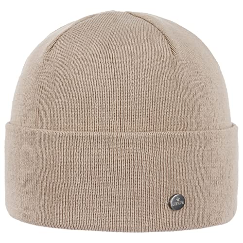 LIERYS Giro Baumwollmütze mit Umschlag Damen/Herren - Pull-On Beanie aus Baumwolle - Mütze Made In Germany - Strickmütze Herbst/Winter - Wintermütze beige One Size von LIERYS