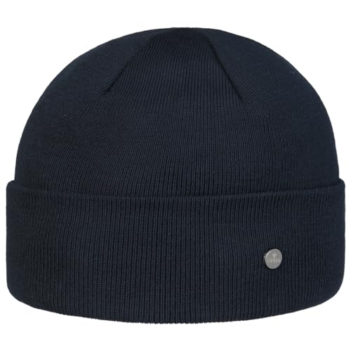 LIERYS Giro Baumwollmütze mit Umschlag Damen/Herren - Pull-On Beanie aus Baumwolle - Mütze Made In Germany - Strickmütze Herbst/Winter - Wintermütze blau One Size von LIERYS