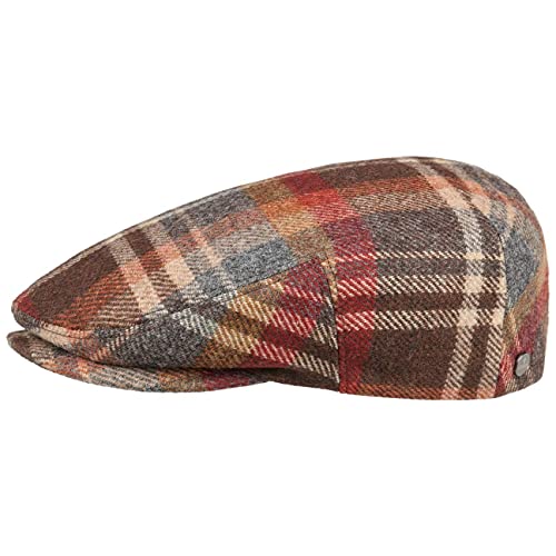 LIERYS Glaston Wool Check Flatcap Damen/Herren - Made in The EU - Cap aus 100% Wolle - Schiebermütze gefüttert mit Baumwolle - Verschiedene Größen (55-63 cm) - Mütze Herbst/Winter rost 62 cm von LIERYS