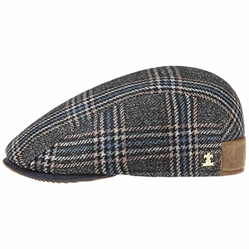 LIERYS Gold Grindbergh Wool Flatcap Schirmmütze Schiebermütze Wollcap Herren - Made in Italy mit Schirm, Futter, Futter Herbst-Winter - 55 cm blau-grau von LIERYS