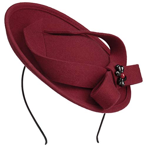 LIERYS Liavita Wool Fascinator - Anlasshut mit Schleife und Steinen - Handgefertigt in Italien - Damen Herbst/Winter rot One Size von LIERYS