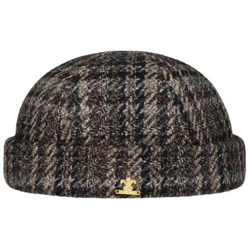 LIERYS Gold Wool Stripes Dockermütze Herren - Made in Italy - Handarbeit - Wollmütze mit Kaschmir - Dockercap - Mit Stofffutter und Stretchfutterband - Strickmütze Herbst/Winter braun L (59-60 cm) von LIERYS