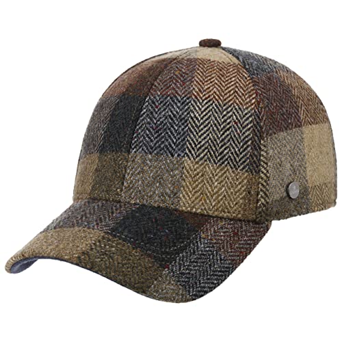 LIERYS Herringbone Check Cap Gefüttert Baumwolle Größenverstellbar Damen Herren Herbst Winter braun One Size von LIERYS