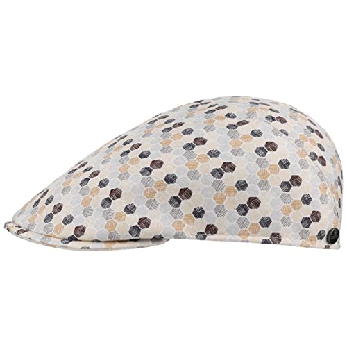 LIERYS Hexagon Flatcap Gemusterte Baumwollkappe Ballonmütze Damen Herren Frühjahr Sommer beige 59 cm von LIERYS