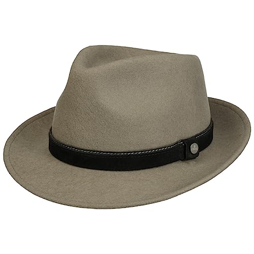 LIERYS Hillsdale Bogart Wollhut - Fedora-Stil - Wasserabweisend & atmungsaktiv - Made in EU - Herren - Winterkollektion grau M (56-57 cm) von LIERYS