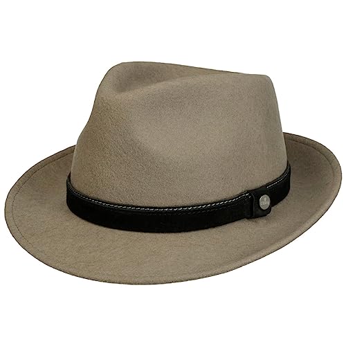 LIERYS Hillsdale Bogart Wollhut Fedora Wasserabweisend Atmungsaktiv Made in EU Herren Winter grau M (56-57 cm) von LIERYS
