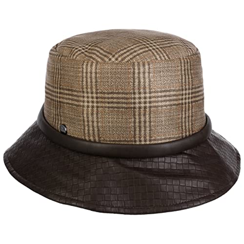 LIERYS Houndstooth Bucket Stoffhut Damenhut Fischerhut Damen - Made in Italy mit Futter Herbst-Winter - One Size beige-braun von LIERYS