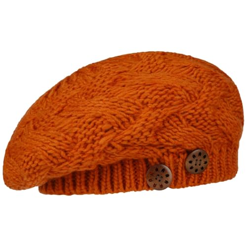 LIERYS Jil Strickbaske mit Knöpfen - Strickmütze mit Schurwolle - Damenmütze Made in Germany - Französische Damenbaske - One Size 54-59 cm - Strickbaske Herbst/Winter - Mütze Terracotta One Size von LIERYS