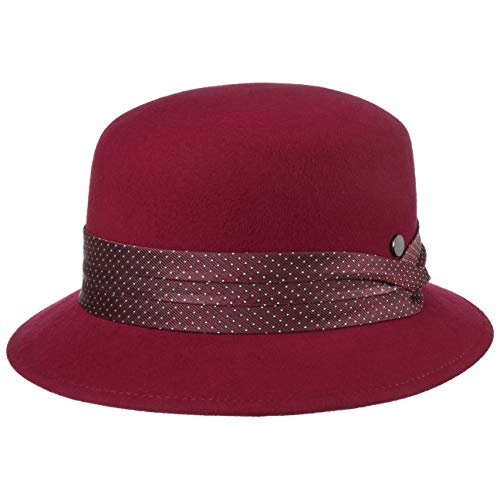 LIERYS Jolana Wool Glockenhut - Einfarbiger Hut mit Garniturband - Elegante Damenglocke - Wollhut - Packable - Damen - Herbst/Winter rot S (54-55 cm) von LIERYS