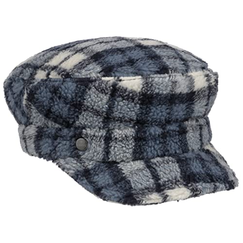 LIERYS Kelvo Faux Fur Check Elbsegler - Schidmütze - Baker-Boy-Mütze - Damen - Wintermütze mit Schirm - Made in Italy blau One Size von LIERYS