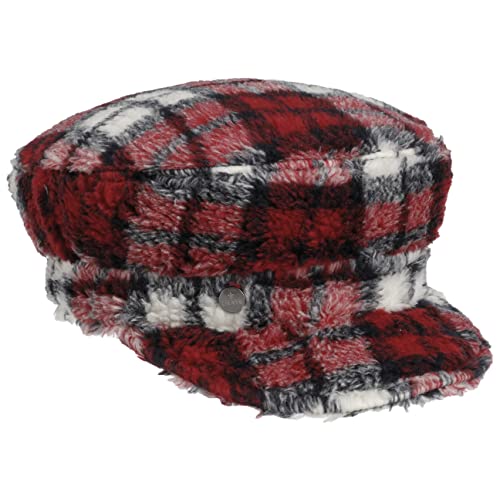 LIERYS Kelvo Faux Fur Check Elbsegler - Schidmütze - Baker-Boy-Mütze - Damen - Wintermütze mit Schirm - Made in Italy rot One Size von LIERYS