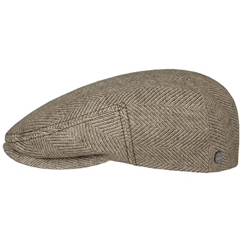 LIERYS Laurens Flatcap Schirmmütze Schiebermütze Leinencap Herren - Made in The EU mit Schirm, Futter Frühling-Sommer - M (56-57 cm) beige von LIERYS