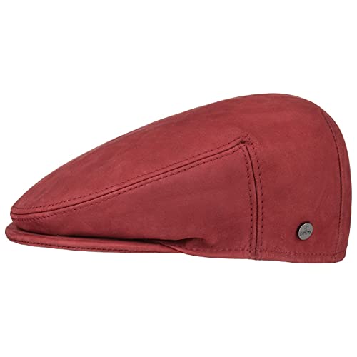 LIERYS Leder Flatcap Lederflatcap Herrencap Cap Schirmmütze Schiebermütze für Herren Flatcap Lederflatcap mit Schirm, mit Futter Winter Sommer (59 cm - Bordeaux) von LIERYS