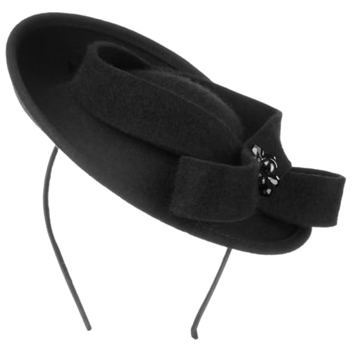 LIERYS Liavita Wool Fascinator - Anlasshut mit Schleife und Steinen - Handgefertigt in Italien - Damen Herbst/Winter schwarz One Size von LIERYS