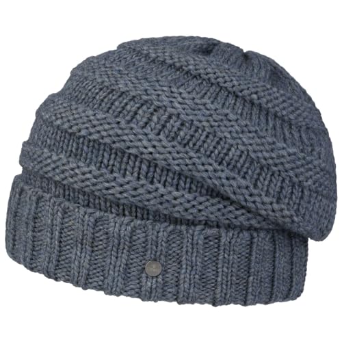 LIERYS Long Beanie Strickmütze Damen/Herren - Wintermütze mit Alpakawolle - Made in Germany - Herbst/Winter - Oversize-Mütze mit Strickmuster - Wollmütze blau One Size von LIERYS