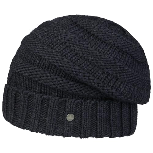 LIERYS Long Beanie Strickmütze Damen/Herren - Wintermütze mit Alpakawolle - Made in Germany - Herbst/Winter - Oversize-Mütze mit Strickmuster - Wollmütze dunkelblau One Size von LIERYS