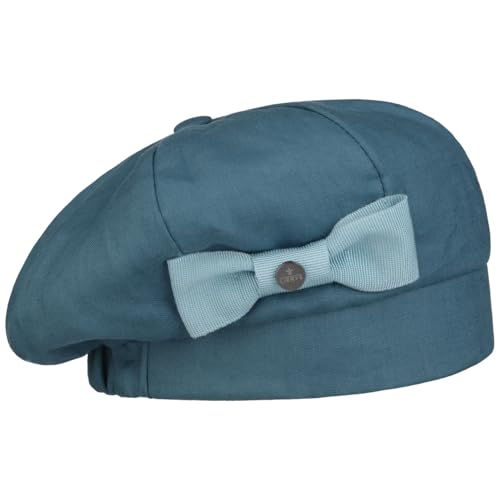 LIERYS Manuela Baskenmütze Stoffmütze Einfarbig Schleife Leinen Made in Italy Damen Sommer blau One Size von LIERYS