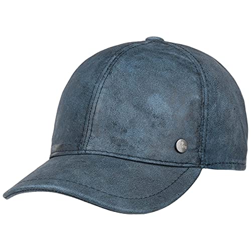 LIERYS Mario Ledercap - Schirmmütze aus echtem Leder - Leichter Used-Look - Innen gefüttert - Baseballcap Damen/Herren - Basecap Made in Italy blau L (58-59 cm) von LIERYS