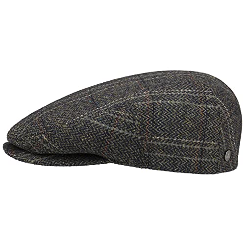 LIERYS Melico Driver Flatcap Fischgrätmuster Schirmmütze Virgin Wool Cap Herren Herbst Winter Made in EU Oliv 61 cm von LIERYS