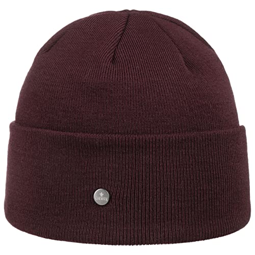 LIERYS Merino GOTS Umschlagmütze Damen/Herren One Size (ca. 54-61 cm) - Made in Germany - Strickmütze aus Merinowolle (100%) - Nachhaltig - Mit Umschlag - Wollmütze Herbst/Winter Bordeaux One Size von LIERYS