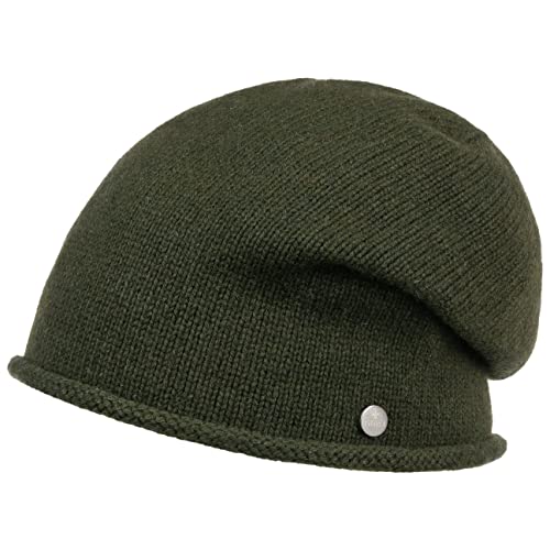 LIERYS Merino Kaschmir Beanie Oversize-Mütze Damen Herren Made in Germany Herbst Winter Oliv One Size von LIERYS