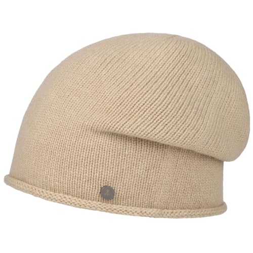 LIERYS Merino Kaschmir Beanie Oversize-Mütze Damen Herren Made in Germany Herbst Winter beige One Size von LIERYS