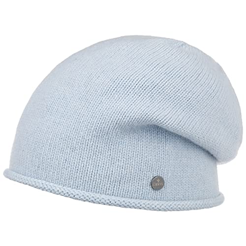 LIERYS Merino Kaschmir Beanie Damen/Herren (Länge: 26 cm) - Oversize-Mütze mit Merinowolle und Kaschmirwolle - Made in Germany - One Size 56-61 cm - Wollmütze Herbst/Winter hellblau One Size von LIERYS