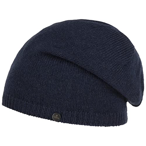 LIERYS Merino Kaschmir Long Beanie Damen Herren Mütze mit Merinowolle Kaschmir Strickmütze Made in Germany Herbst Winter dunkelblau One Size von LIERYS