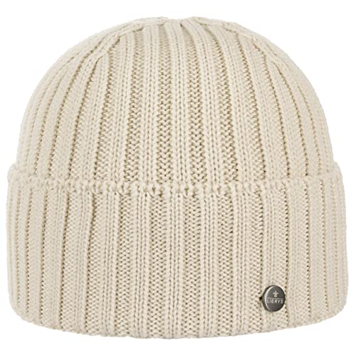 LIERYS Merino Strickmütze mit Umschlag - Winterbeanie - Klassisch und warm für Damen und Herren - Made in Germany - Elastische Passform cremeweiß One Size von LIERYS