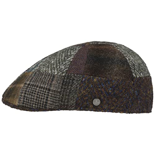 LIERYS Mintano Patchwork Flatcap Schirmmütze Schiebermütze Wollcap Herren - Made in The EU mit Schirm, Futter Herbst-Winter - M (56-57 cm) braun von LIERYS