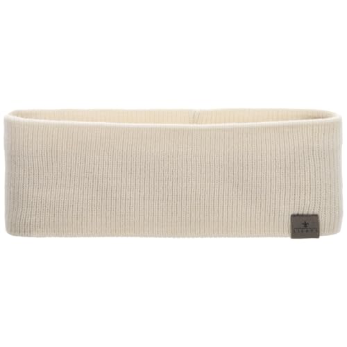 LIERYS Mono Stirnband Damen/Herren 8 cm breit - Made in Germany - dreilagiges Strickband gefüttert mit Baumwolle - Rippstrick Ohrenwärmer 54-60 cm - Ohrenschutz Herbst/Winter cremeweiß One Size von LIERYS