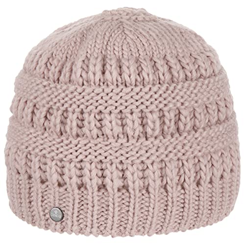 LIERYS Mütze mit Zopfloch für Pferdeschwanz Damen - Strickmütze mit Loch gefüttert - Beanie mit Schurwolle und Alpakawolle - Futter mit hohem Baumwollanteil - Herbst/Winter rosa One Size von LIERYS