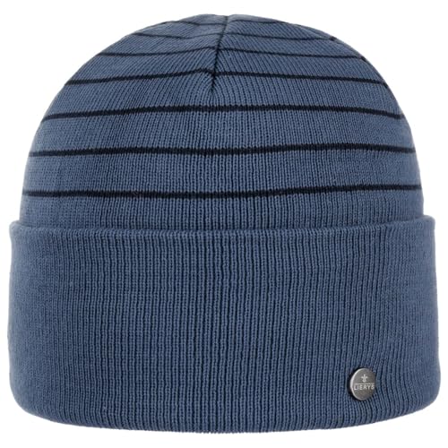 LIERYS Organic Cotton Umschlagmütze - Mütze Beanie - Stricklook - Nachhaltige Baumwollmütze - Unisex - Herbst/Winter blau One Size von LIERYS